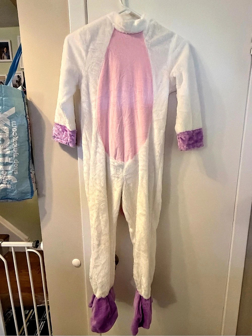 Unicorn Costume Onesie in White & Pink